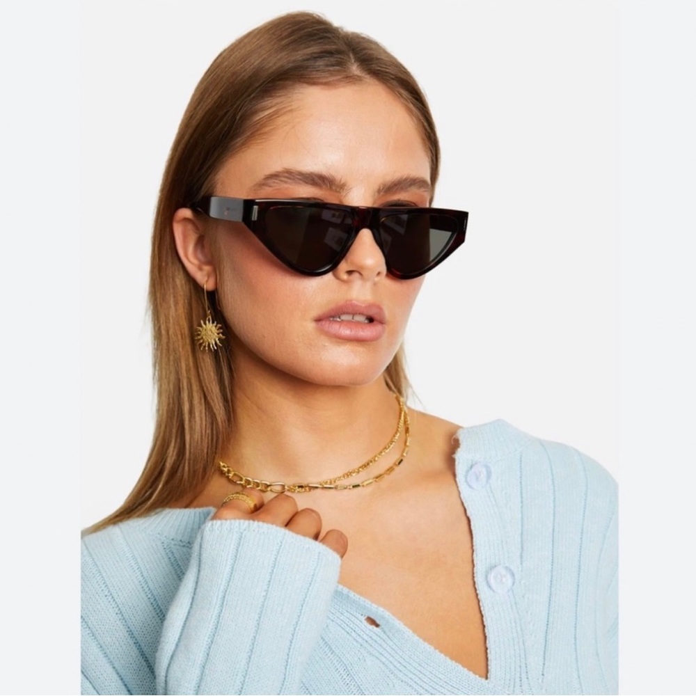 SAINT LAURENT Black Acetate Cat Eye Sunglasses